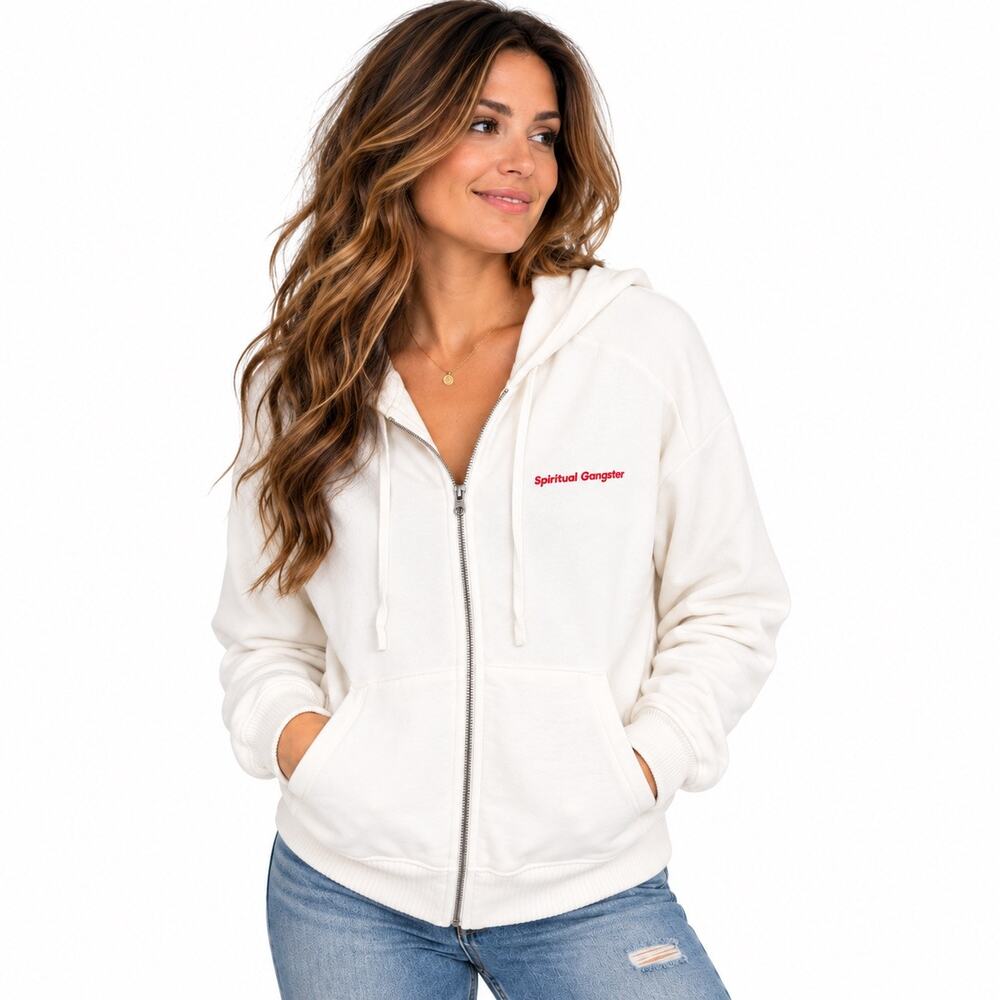 Spiritual Gangster Palm Finn Zip Hoodie Stone Rainbow Sz M